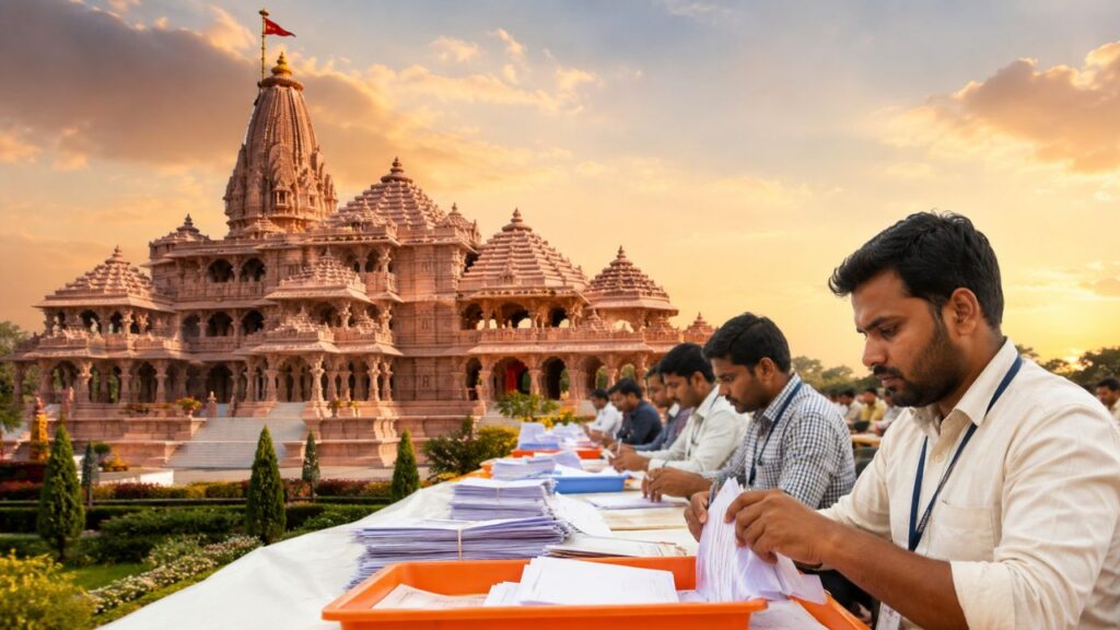 Counting staff job at the Ram Mandir (Img: AI-generated image)