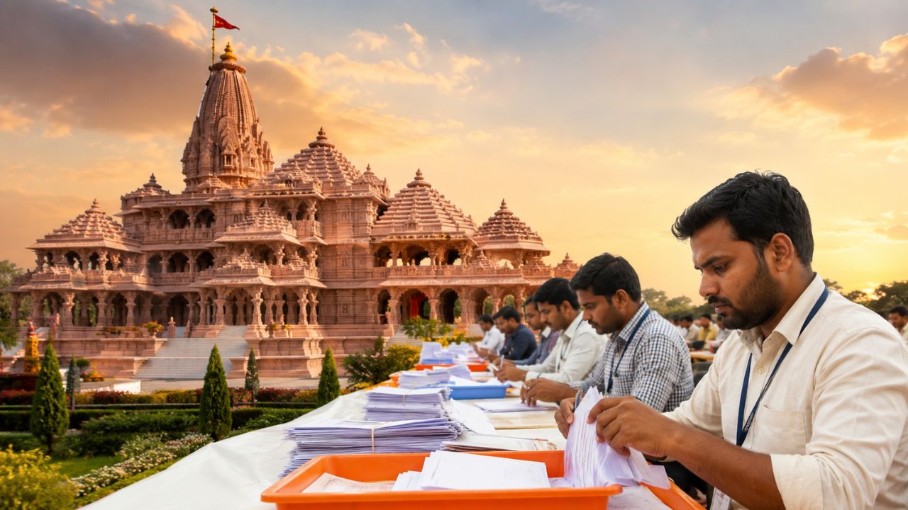 Counting staff job at the Ram Mandir (Img: AI-generated image)